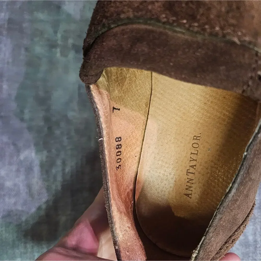 Ann Taylor Brown Suede Kiltie Loafers - Picture 5 of 7